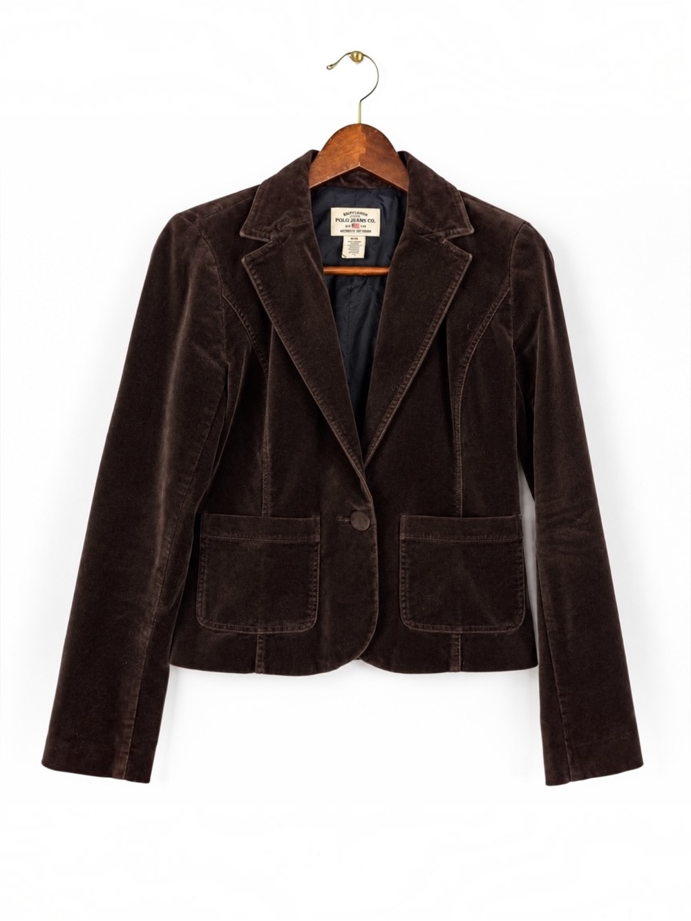 Vintage Ralph Lauren Polo Jeans Chocolate Brown Velvet Blazer M